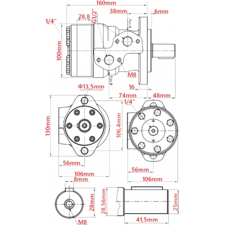SILNIK HYDRAULICZNY 160 cm3 GR2 MOCOWANIE TULEJA 25 mm